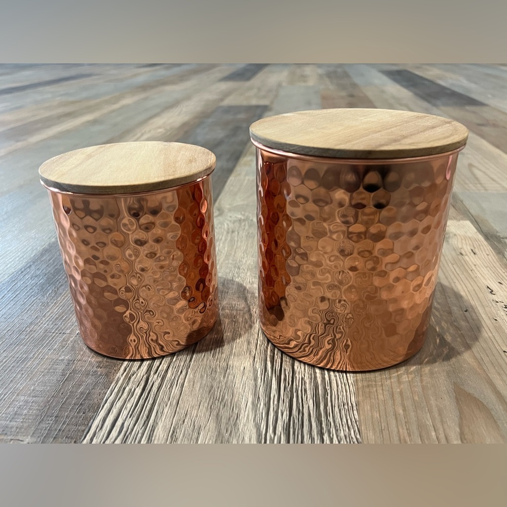 Uncommon James hammered copper canister set